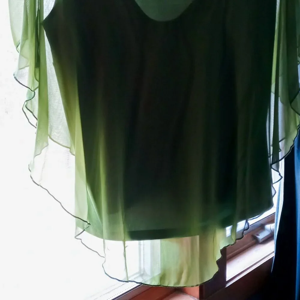 Studio 1940 Vintage Flowy Silky Sage Green Sleeveless Light & Airy Blouse - Picture 14 of 14